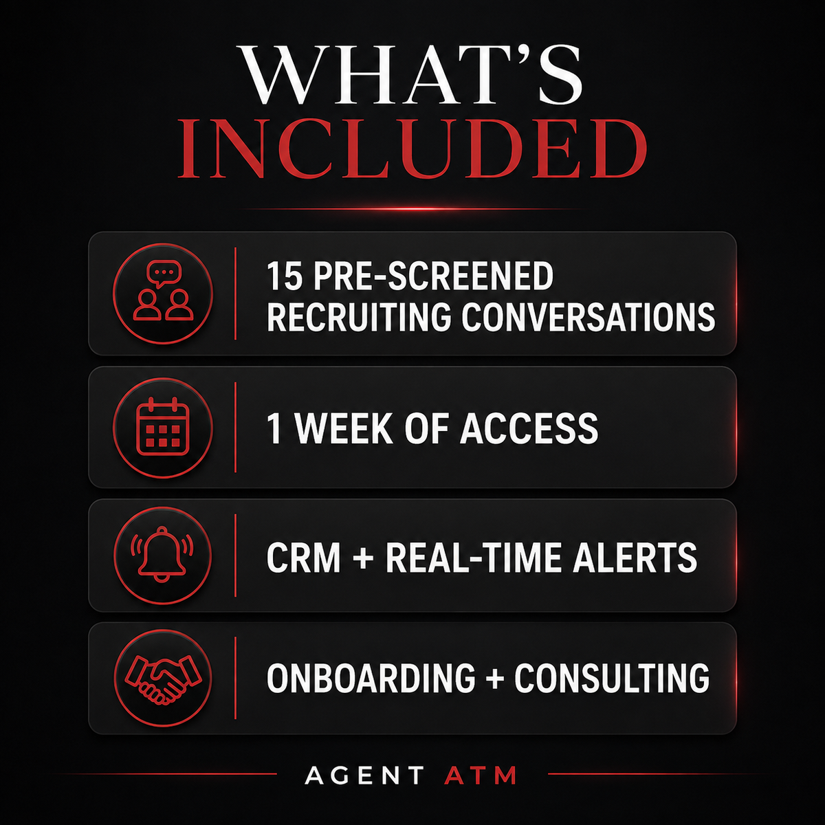 Agent ATM one-week package: 15 conversations, CRM, alerts, onboarding and consulting