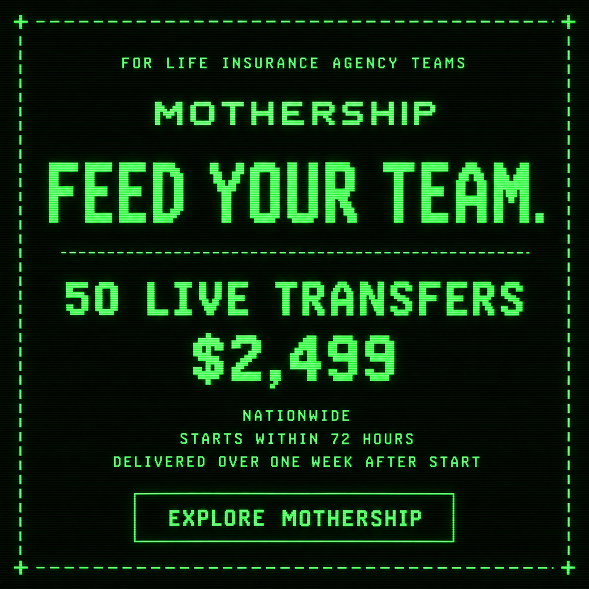 Mothership Life Insurance Leads — 50 Live Transfers
